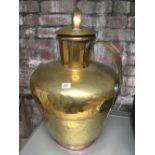 LARGE BRASS CRIMEAN JUG WITH LID & COPPER SKIRT