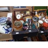 4 CARTONS OF MIXED BRIC-A-BRAC INCL; VASES, JUGS, F/G PICTURES, FIGURINES, GINGER JARS, STONEWARE