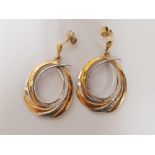 PAIR OF TWO TONE 14ct EARRINGS, 5.7g