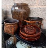 QTY OF CANE OR WICKER CHINESE BASKETS