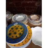 SHELF OF VARIOUS MEAT PLATES, SOUP TUREEN & OTHER PLATES