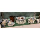 PART MASONS TEA / DINNER SERVICE, 4 POLISHED STONE EGGS ETC