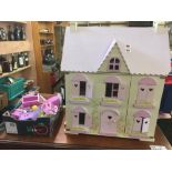 MODERN CHILD'S WOODEN DOLLS HOUSE WITH FURNITURE