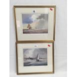 2 LIMITED EDITION MARITIME PRINTS, SIGNED BY PETER TOMS 'CROSSING THE BAR' & 'OFF THE ENTRANCE'