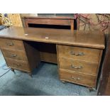 NARROW WOODEN 6 DRAWER UNIT WITH KNEEHOLE