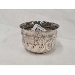 SILVER EMBOSSED SUGAR POT, 3'' DIA, LONDON 1890, 62g