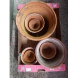 2 CARTONS OF MISC EARTHENWARE CLAY FLOWER POTS