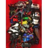 CRATE OF DIE CAST VEHICLES & ACTION FIGURES