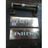 COPPER LADIES & GENTLEMAN SIGNS & A COPPER DOOR HANDLE