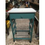 DRINKS PREPARATION TROLLEY ON WHEELS WITH DRAWER