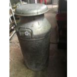 ALUMINIUM MILK CHURN MARKED GRUNDY LONDON 1968 WITH LID