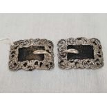 PAIR OF SILVER SHOE BUCKLES, 1 3/8'' X 1 1/8'', CHESTER 1898