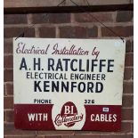 VINTAGE KENNFORD ELECTRICAL SIGN TO AH RATCLIFFE