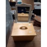 WHITE PAINTED DRESSING TABLE SWING MIRROR & SMALL LIDDED BREAD BOX