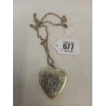 LARGE SILVER HEART LOCKET WITH SILVER BELCHER LINK NECK CHAIN