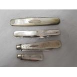 2 X M.O.P & SILVER FRUIT KNIVES & 2 X M.O.P PENKNIVES