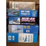 5 BOXED AEROPLANE MODELS MIGS & SU'S BELIEVED TO BE COMPLETE