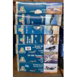 7 BOXED AEROPLANE MODELS BY ITALERI INCL; 1 WESSEX UH5 HELICOPTER, BELIEVED TO BE COMPLETE