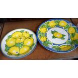 2 LARGE PLATES WITH APPLE & LEMON DECORATION