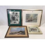 F/G WATERCOLOUR TITLED 'TALL SHIPS AT ST.MARLO FRANCE' BY SIDNEY CARDEW & 3 OTHERS