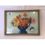 ANDREE RAWLINSON [1889-1967], OIL PAINTING ON CANVAS OF FLOWERS IN A BLUE JUG. SIGNED