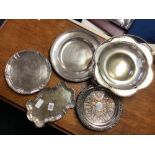5 X SILVER PLATED SALVERS & DISHES