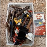 2 CARTONS OF MISC HAND TOOLS INCL; PIPE WRENCHES, PANEL SAWS, PIPE BENDERS, BATTERY CHARGERS, SOCKET