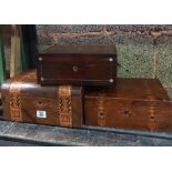 3 WOODEN INLAID TRINKET OR WRITING BOXES