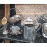 SHELF OF MISC PLATEDWARE INCL;