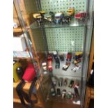 3 SHELVES OF PLAY WORN DINKY & CORGI TOY CARS