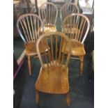 5 ELM STICK BACK DINING CHAIRS