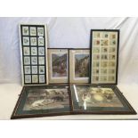 4 FRAMED PRINTS & 2 SETS OF FRAMED CIGARETTE CARDS - WILD FLOWERS & MEADOW FLOWERS