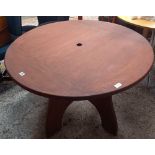 ROUND HARD WOOD PATIO TABLE & PARASOL