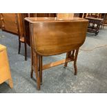 MAHOGANY SUTHERLAND TABLE WITH BRASS CASTERS TO GATE LEGS