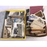 YELLOW BOX FILE & SMALL CARTON OF VARIOUS POSTCARDS & FILM SCENES