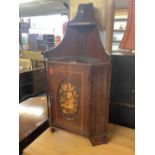 EDWARDIAN INLAID MAHOGANY CORNER WALL CUPBOARD