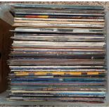 PLASTIC CRATE & RECORD CASE WITH MISC VINTAGE LP'S, ERIC CLAPTON, ELO,