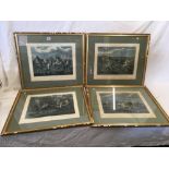 SET OF 4 COLOURED HORSE RACING PRINTS, DRAWN BY HENRY ALKEN, “THE FIRST STEEPLECHASE ON RECORD”,
