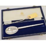 BOXED MAPPIN & WEBB ROMAN STYLE SILVER SPOON WITH CHI RHO SYMBOL IN BOWL H/M B'HAM 1982, 36.
