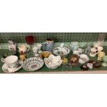 SHELF OF MAINLY CHINA ORNAMENTS