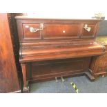 LATE VICTORIAN MAHOGANY UPRIGHT PIANO WITH BRASS CANDLESTICKS BY JOHN BROADWOOD & SONS (WITHDRAWN)