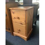 STRIPPED PINE 2 DRAWER FILING CABINET