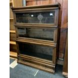 GLOBE WERNICKE STYLE BOOKCASE WITH 3 GLASS FRONTED SHELVES & DRAWER