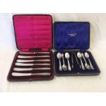 BOXED SET OF SILVER HANDLED KNIVES,