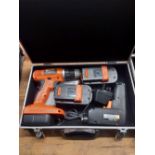 2 METAL ATTACHE CASES WITH BLACK & DECKER CORDLESS DRILL& ATTACHMENTS