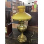 MODERN BRASS & GLASS OIL LAMP & SHADE