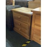 STRIPPED PINE BEDSIDE CHEST OF 3 DRAWERS