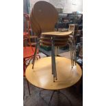MODERN WOOD & CHROME ROUND KITCHEN TABLE WITH 4 CHAIRS