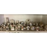 SHELF OF APPROX 50 VARIOUS CRESTED MINIATURES INCL;