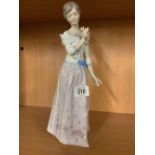 TALL LLADRO FIGURINE OF A LADY WITH BOXES